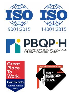 Selos ISO 9001, ISO 14001, PBQP-H, Great Place to Work e Ranking Intec 2026